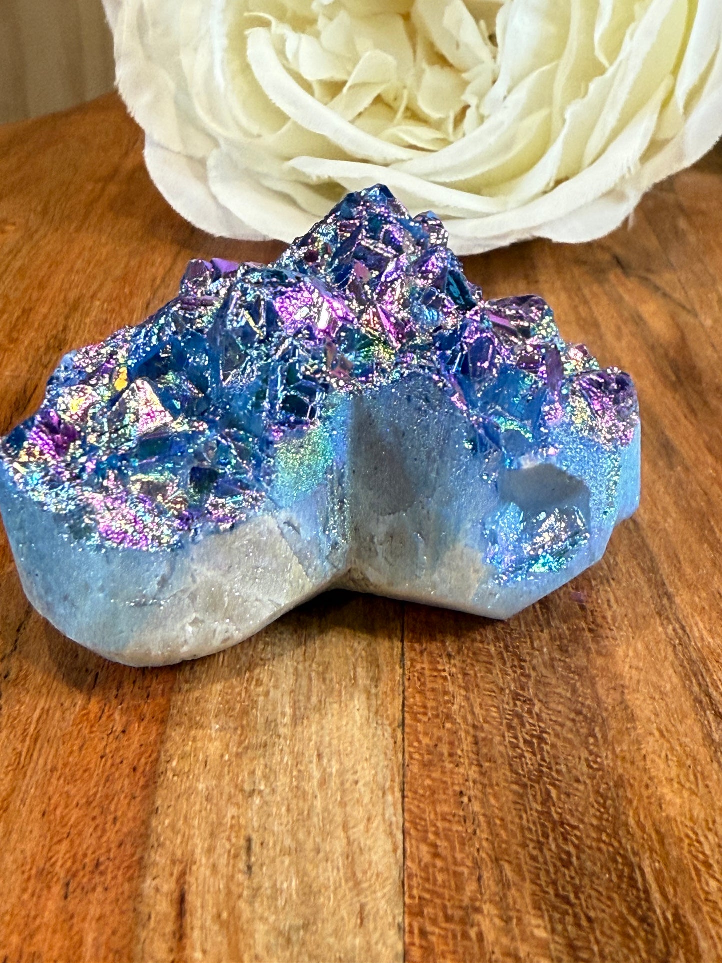 PURPLE AURA DYED QUARTZ DRUZY AGATE HEARTS