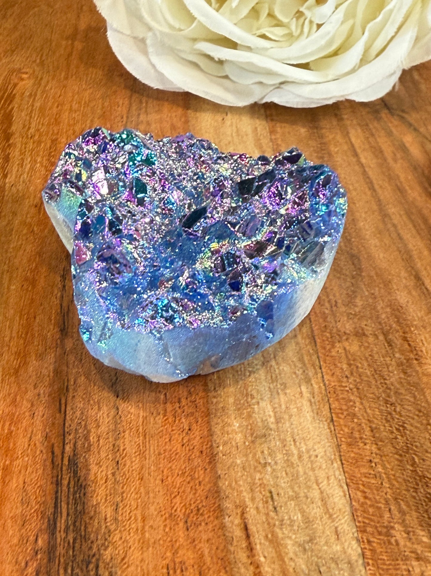 PURPLE AURA DYED QUARTZ DRUZY AGATE HEARTS