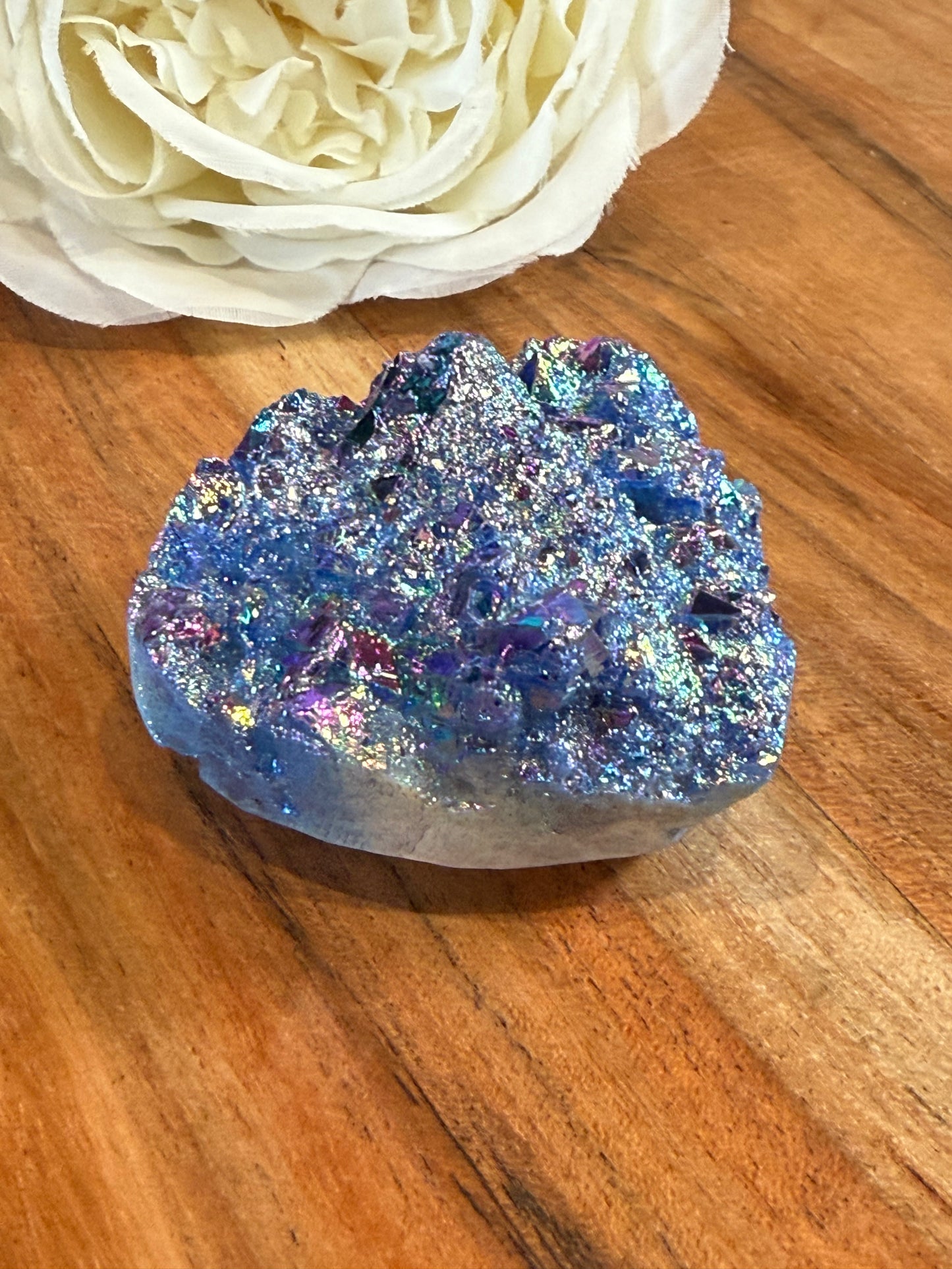 PURPLE AURA DYED QUARTZ DRUZY AGATE HEARTS