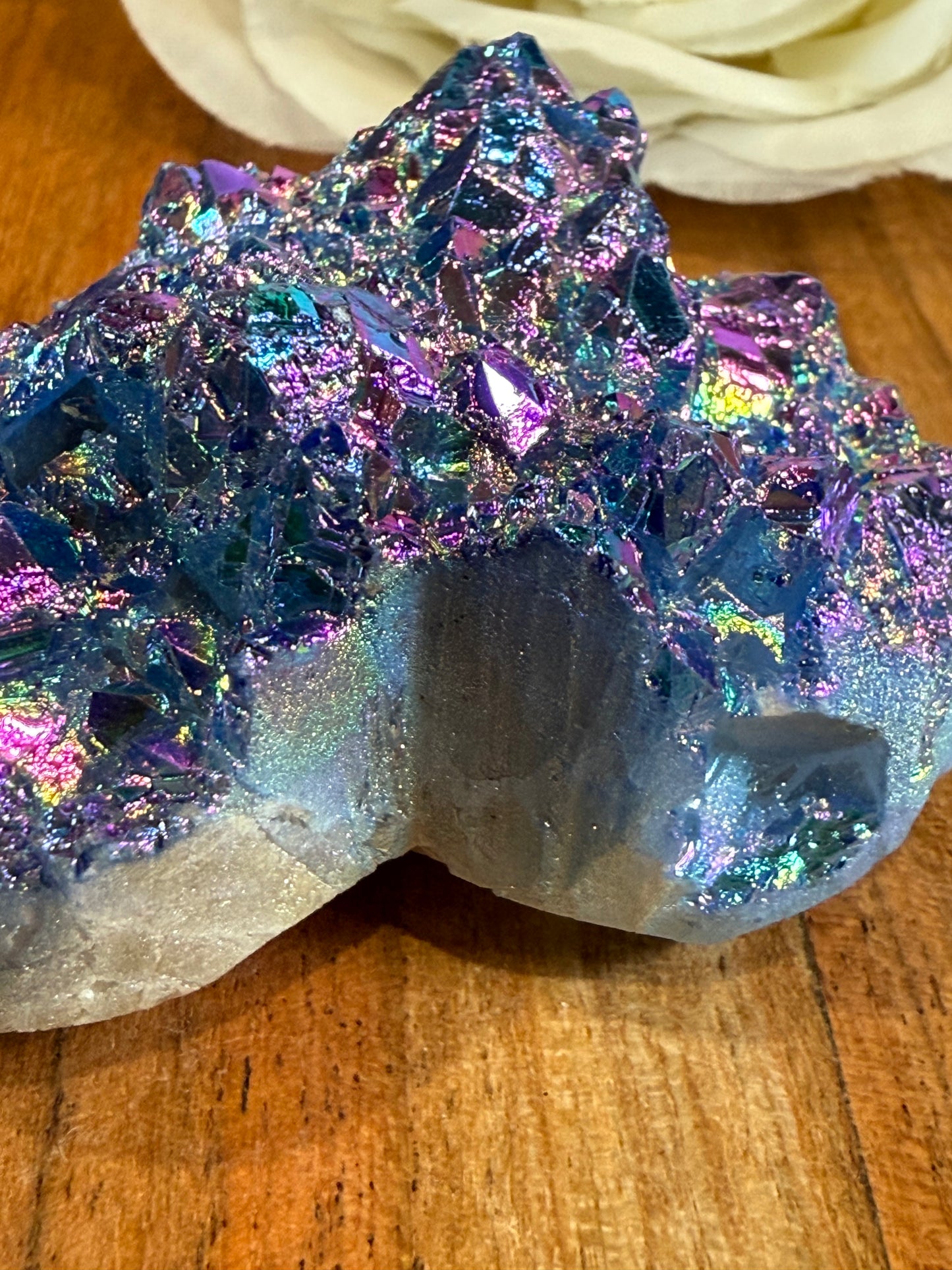 PURPLE AURA DYED QUARTZ DRUZY AGATE HEARTS