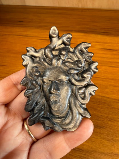 SILVER OBSIDIAN MEDUSA HEAD