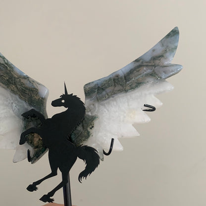 MOSS AGATE UNICORN with WINGS