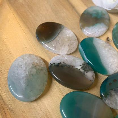 GREEN AGATE PALM STONES