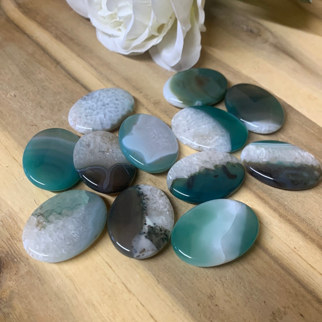 GREEN AGATE PALM STONES