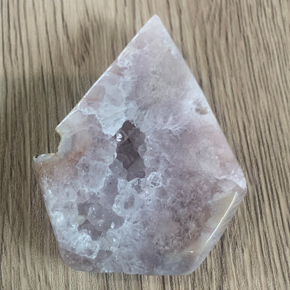 FLOWER AGATE WITH PINK AMETHYST DIAMOND & STAND