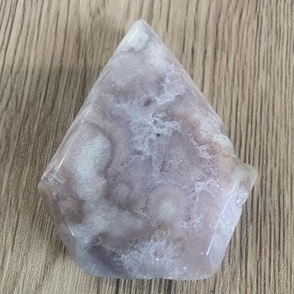 FLOWER AGATE WITH PINK AMETHYST DIAMOND & STAND