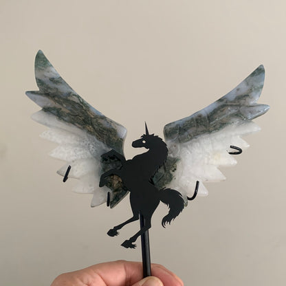 MOSS AGATE UNICORN with WINGS