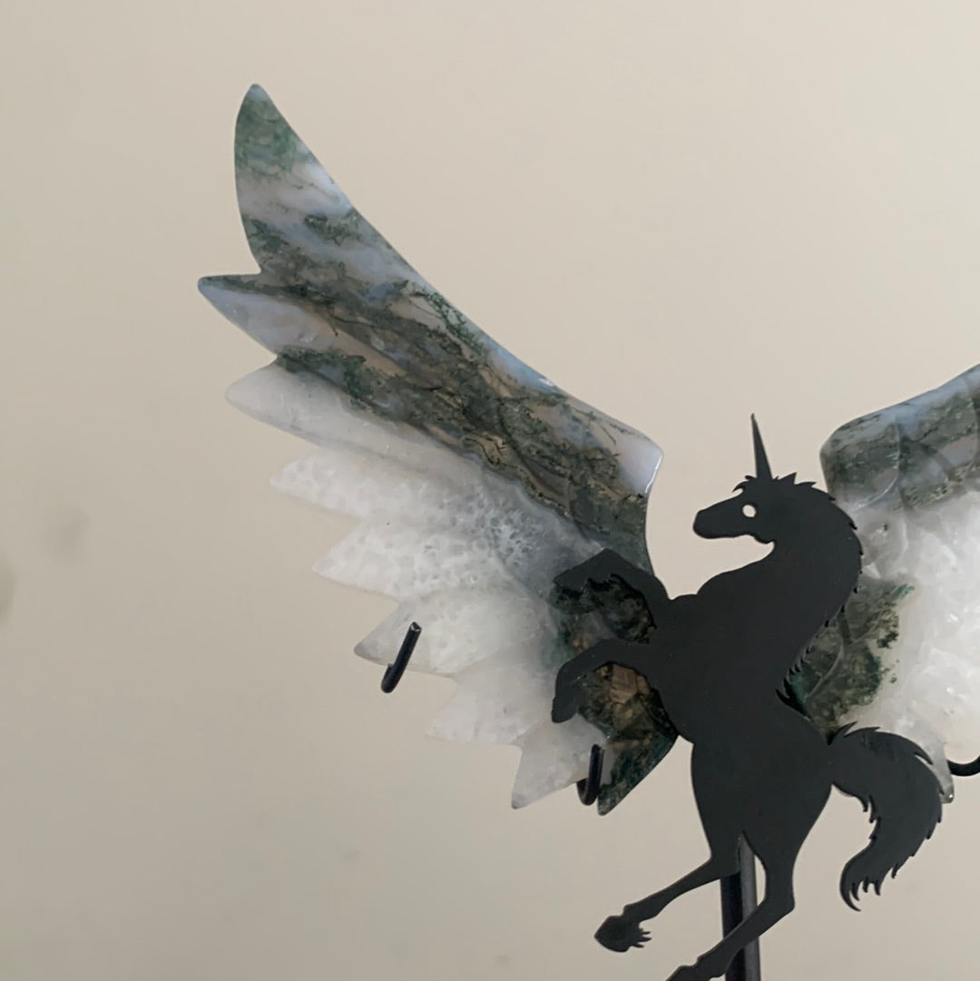 MOSS AGATE UNICORN with WINGS