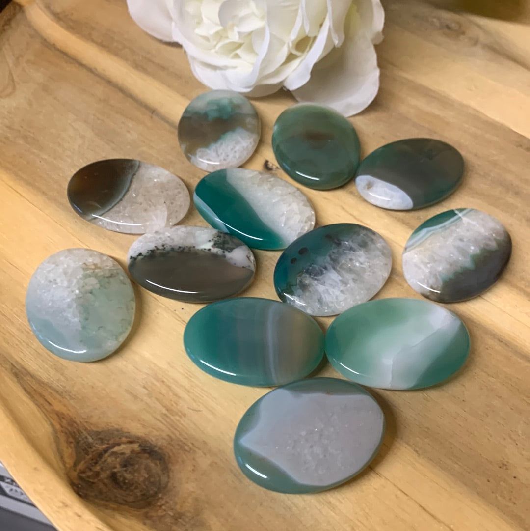 GREEN AGATE PALM STONES