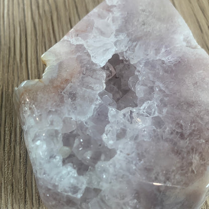 FLOWER AGATE WITH PINK AMETHYST DIAMOND & STAND