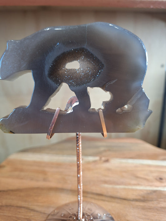 DRUUZY BEAR ON ROSE GOLD ASTROLOGICAL STAND