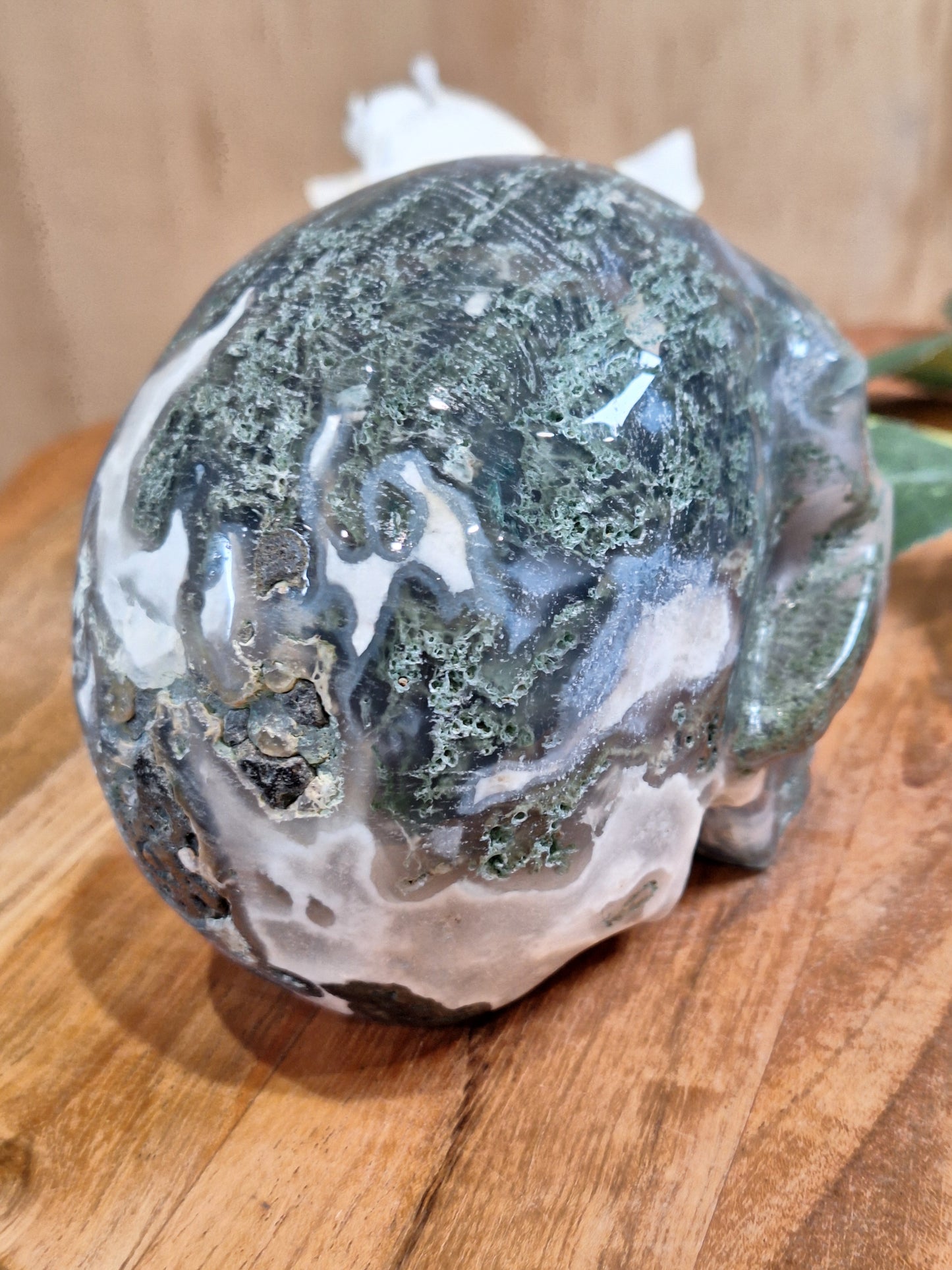 MOSS AGATE SKULL (OVER 1 kg!!!)