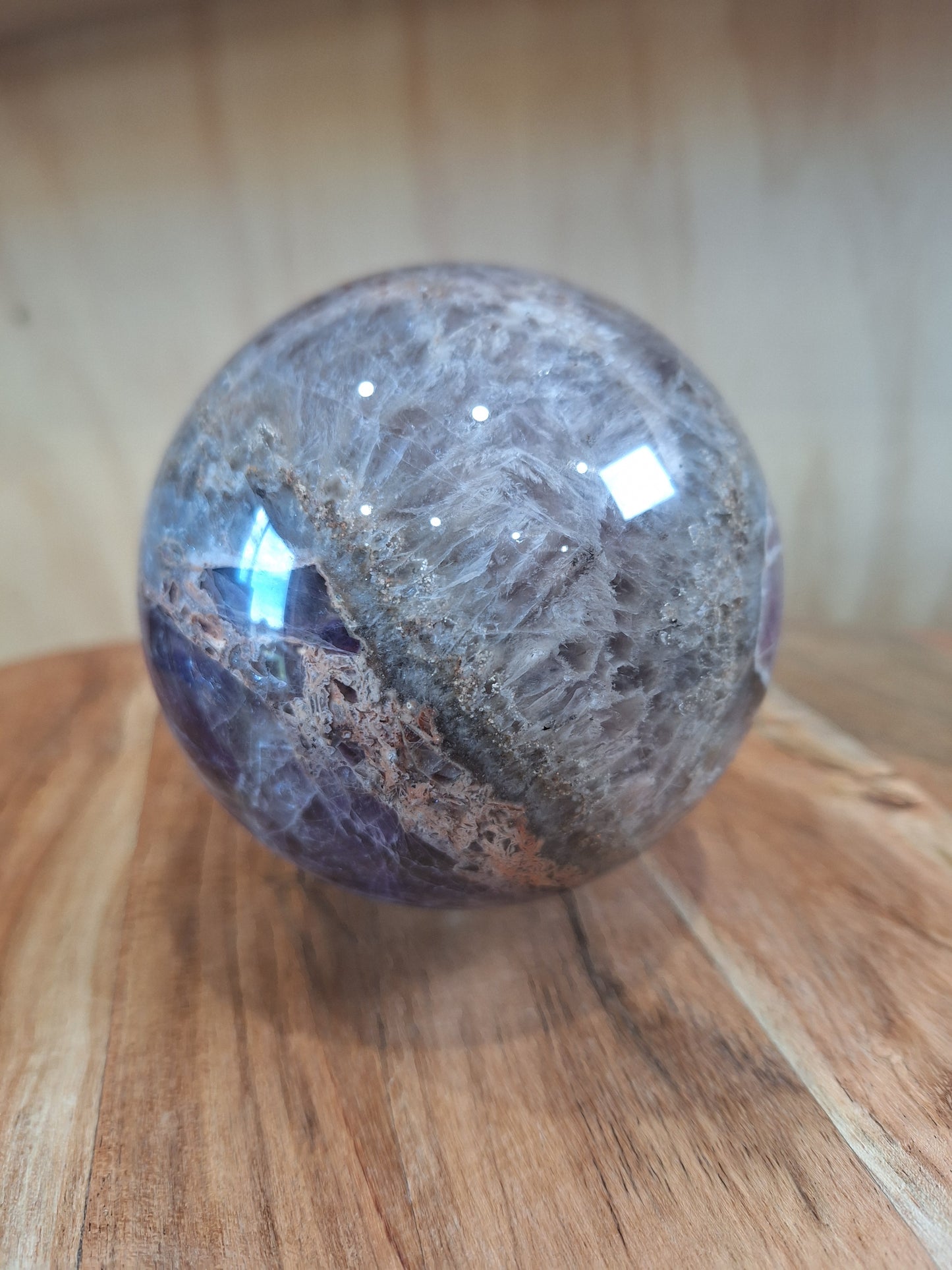 AMETHYST WITH MEXICAN AGATE SPHERE A huge beautiful 1.305 kg!!!