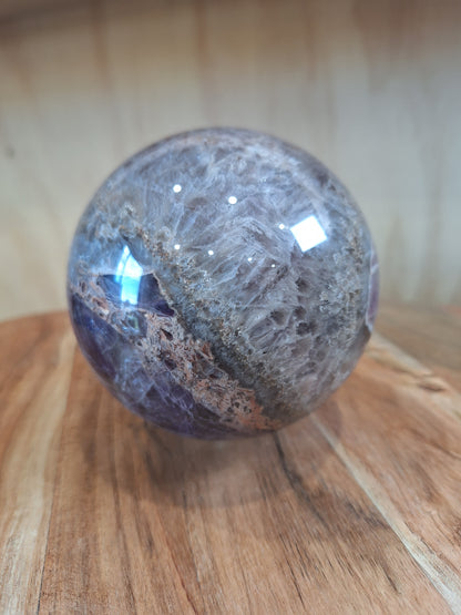 AMETHYST WITH MEXICAN AGATE SPHERE A huge beautiful 1.305 kg!!!