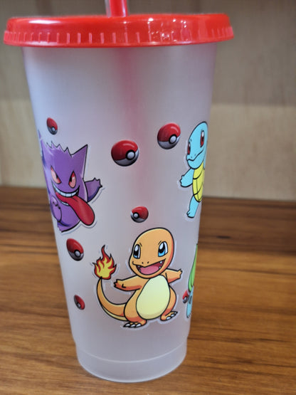 COLOUR CHANGING REUSABLE BPA FREE L CUP (24oz) WITH LID AND STRAW + SUBLIMATION WRAP