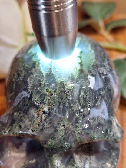 MOSS AGATE SKULL (OVER 1 kg!!!)