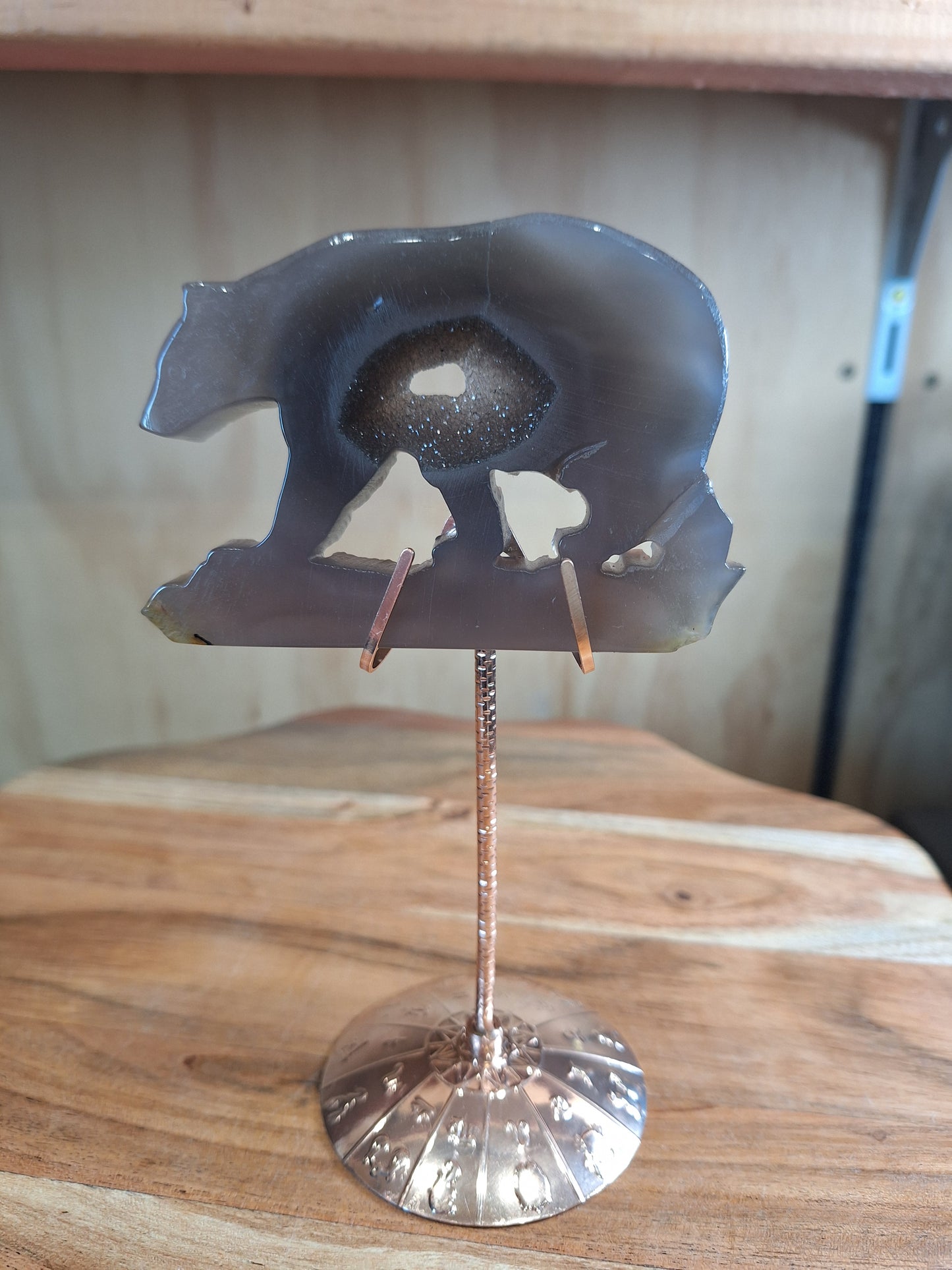 DRUUZY BEAR ON ROSE GOLD ASTROLOGICAL STAND