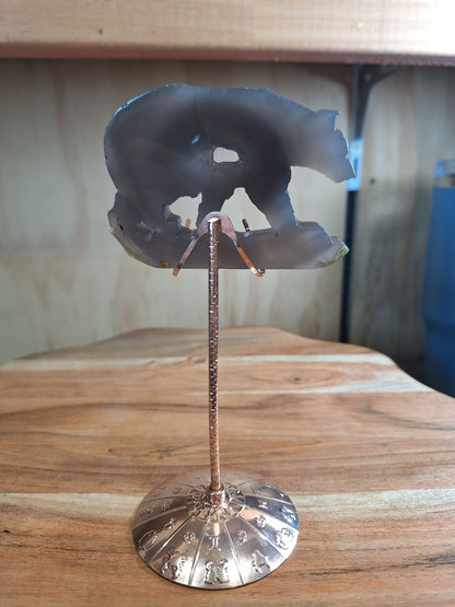 DRUUZY BEAR ON ROSE GOLD ASTROLOGICAL STAND