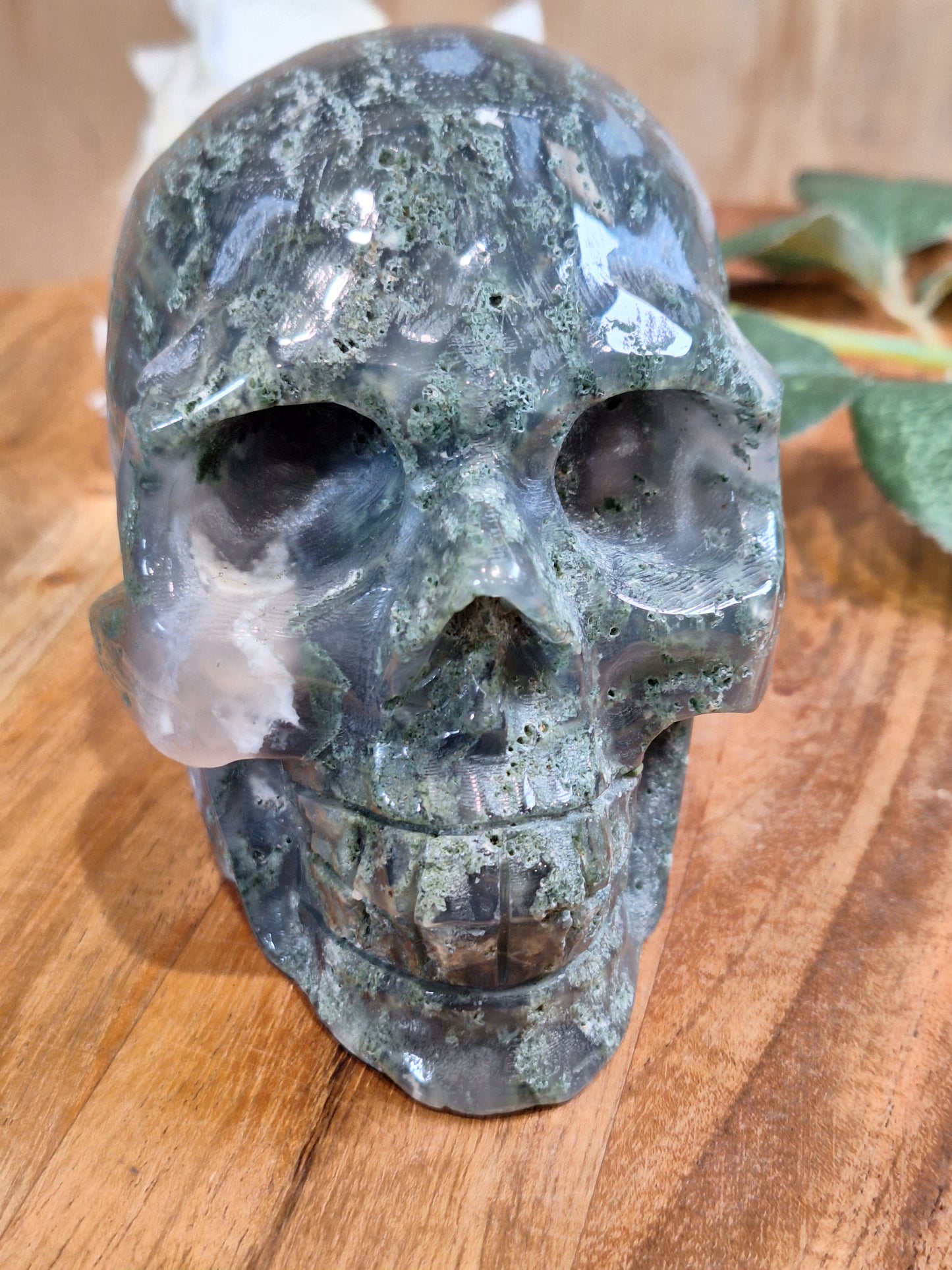 MOSS AGATE SKULL (OVER 1 kg!!!)