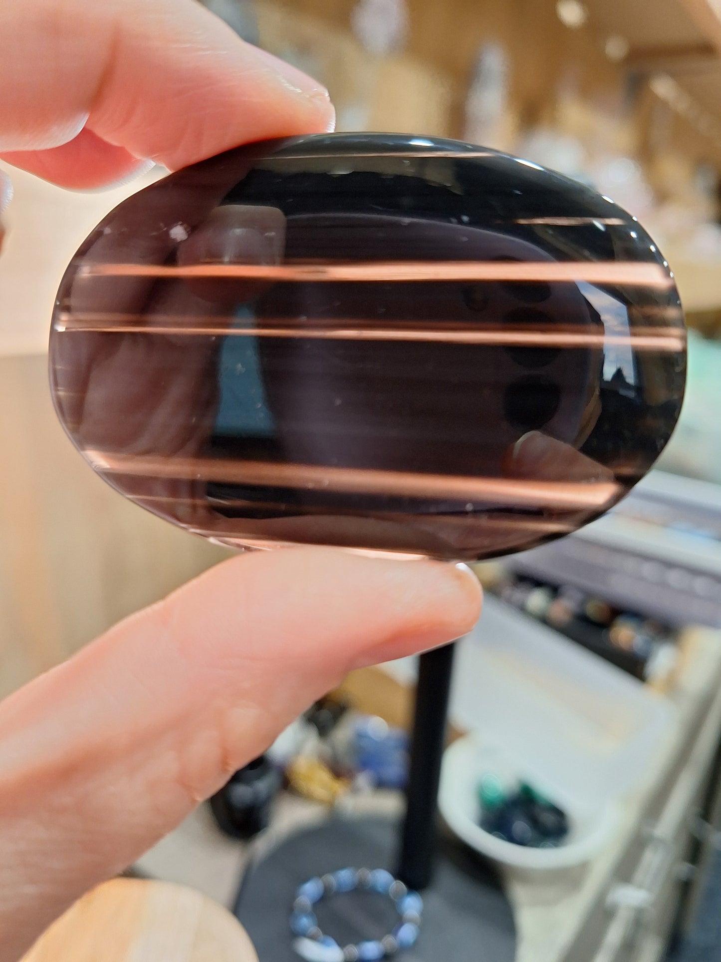ICE OBSIDIAN PALM STONES (MEDIUM & LARGE)
