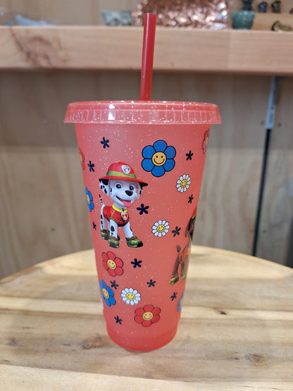 GLITTER REUSEABLE BPA FREE CUP WITH STRAW AND LID 24oz