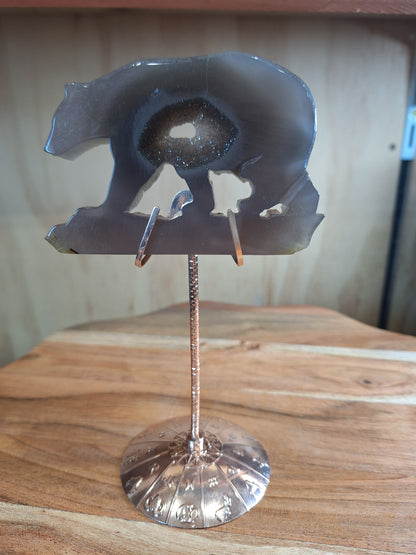 DRUUZY BEAR ON ROSE GOLD ASTROLOGICAL STAND