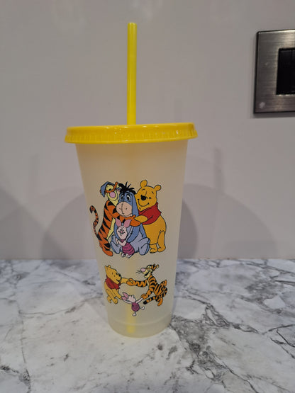 COLOUR CHANGING REUSABLE BPA FREE L CUP (24oz) WITH LID AND STRAW + SUBLIMATION WRAP