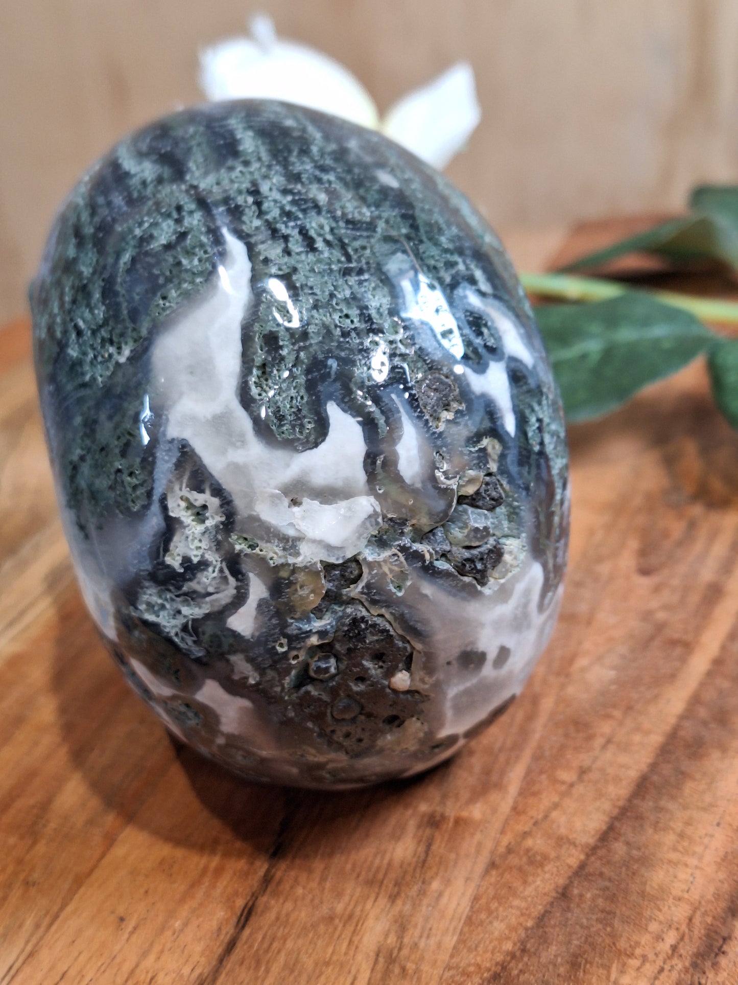 MOSS AGATE SKULL (OVER 1 kg!!!)