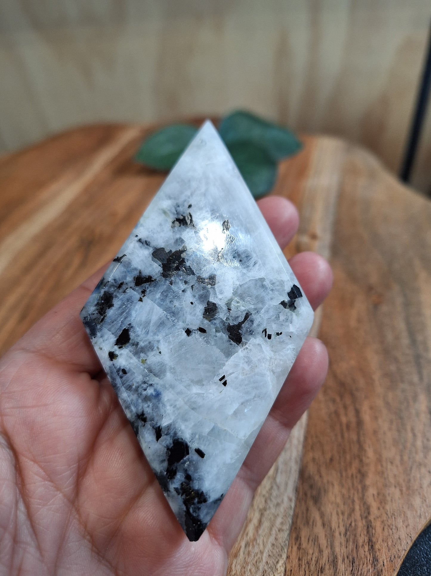 RAINBOW MOONSTONE DIAMOND ON ASTROLOGY STAND