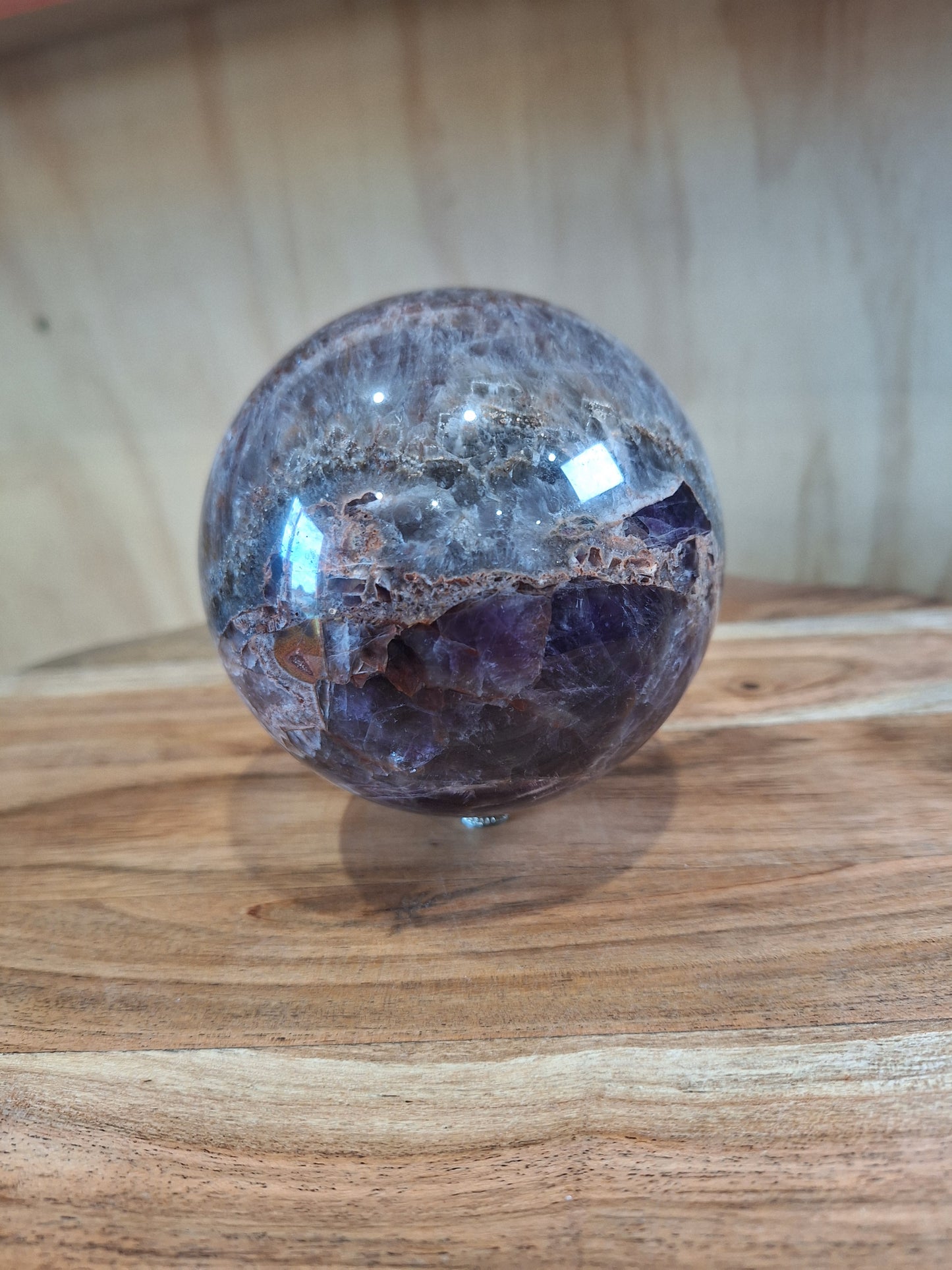 AMETHYST WITH MEXICAN AGATE SPHERE A huge beautiful 1.305 kg!!!