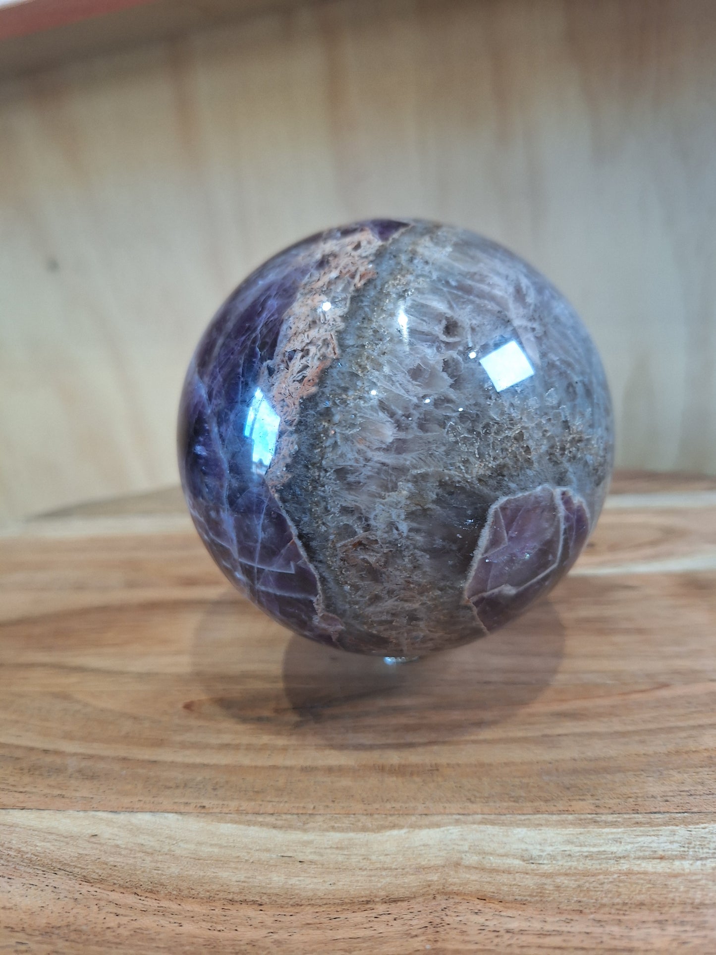 AMETHYST WITH MEXICAN AGATE SPHERE A huge beautiful 1.305 kg!!!