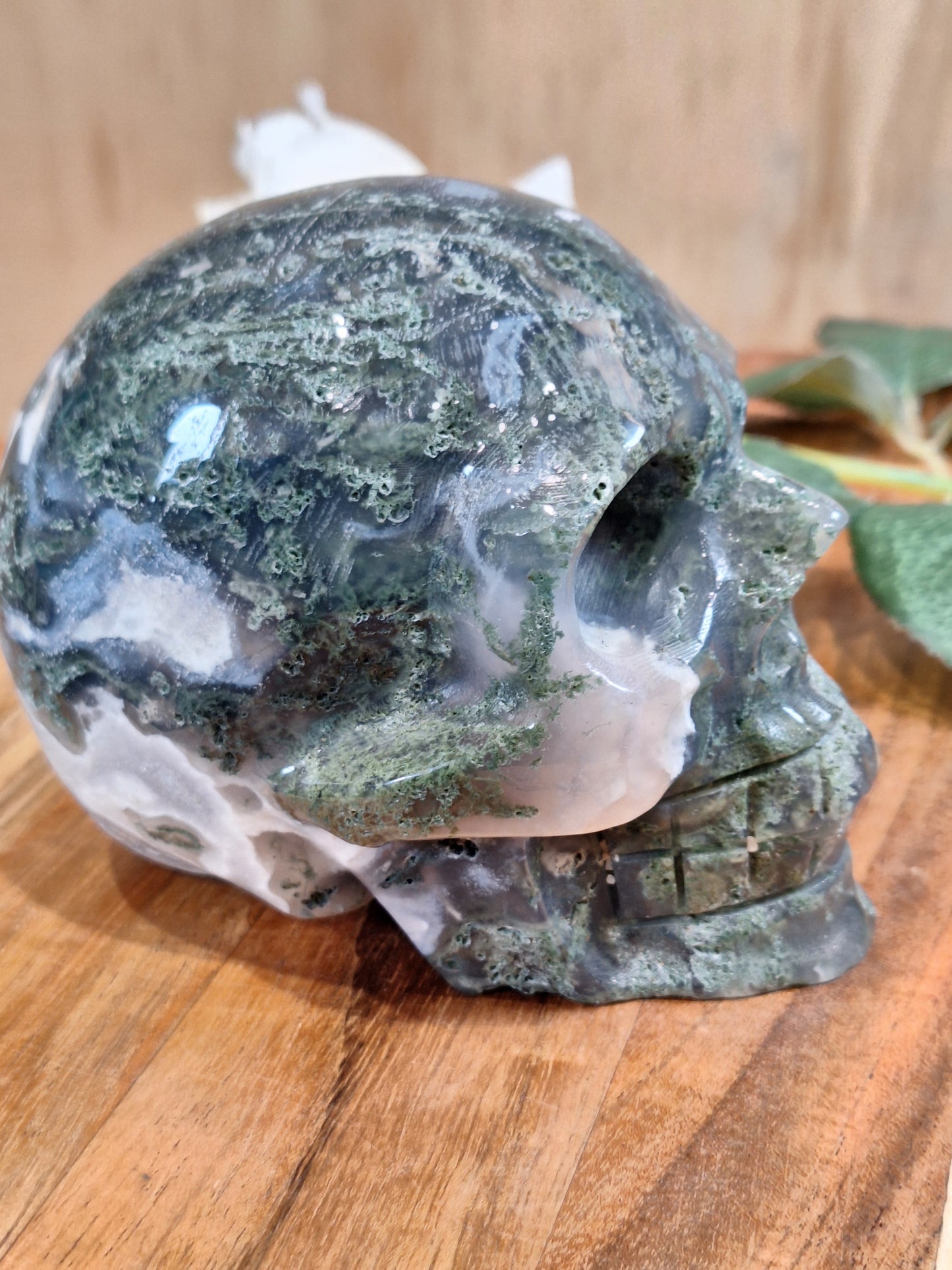 MOSS AGATE SKULL (OVER 1 kg!!!)