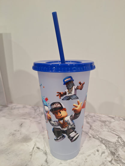 COLOUR CHANGING REUSABLE BPA FREE L CUP (24oz) WITH LID AND STRAW + SUBLIMATION WRAP