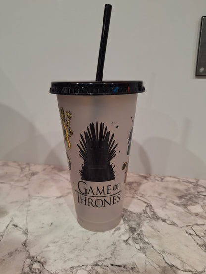 COLOUR CHANGING REUSABLE BPA FREE L CUP (24oz) WITH LID AND STRAW + SUBLIMATION WRAP