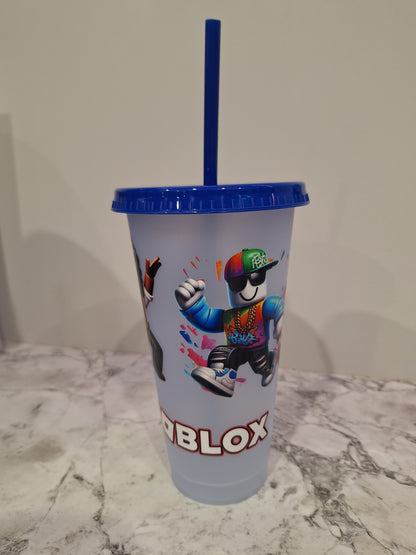 COLOUR CHANGING REUSABLE BPA FREE L CUP (24oz) WITH LID AND STRAW + SUBLIMATION WRAP