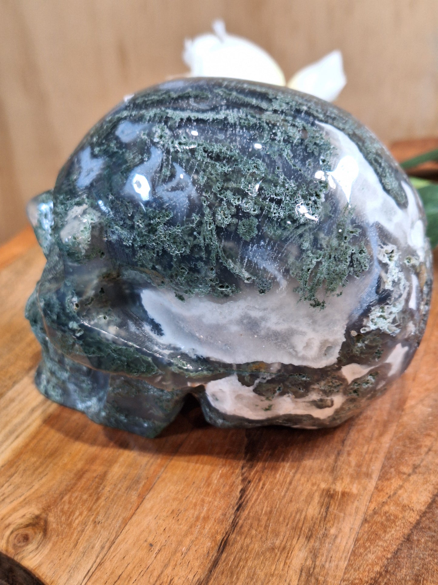 MOSS AGATE SKULL (OVER 1 kg!!!)