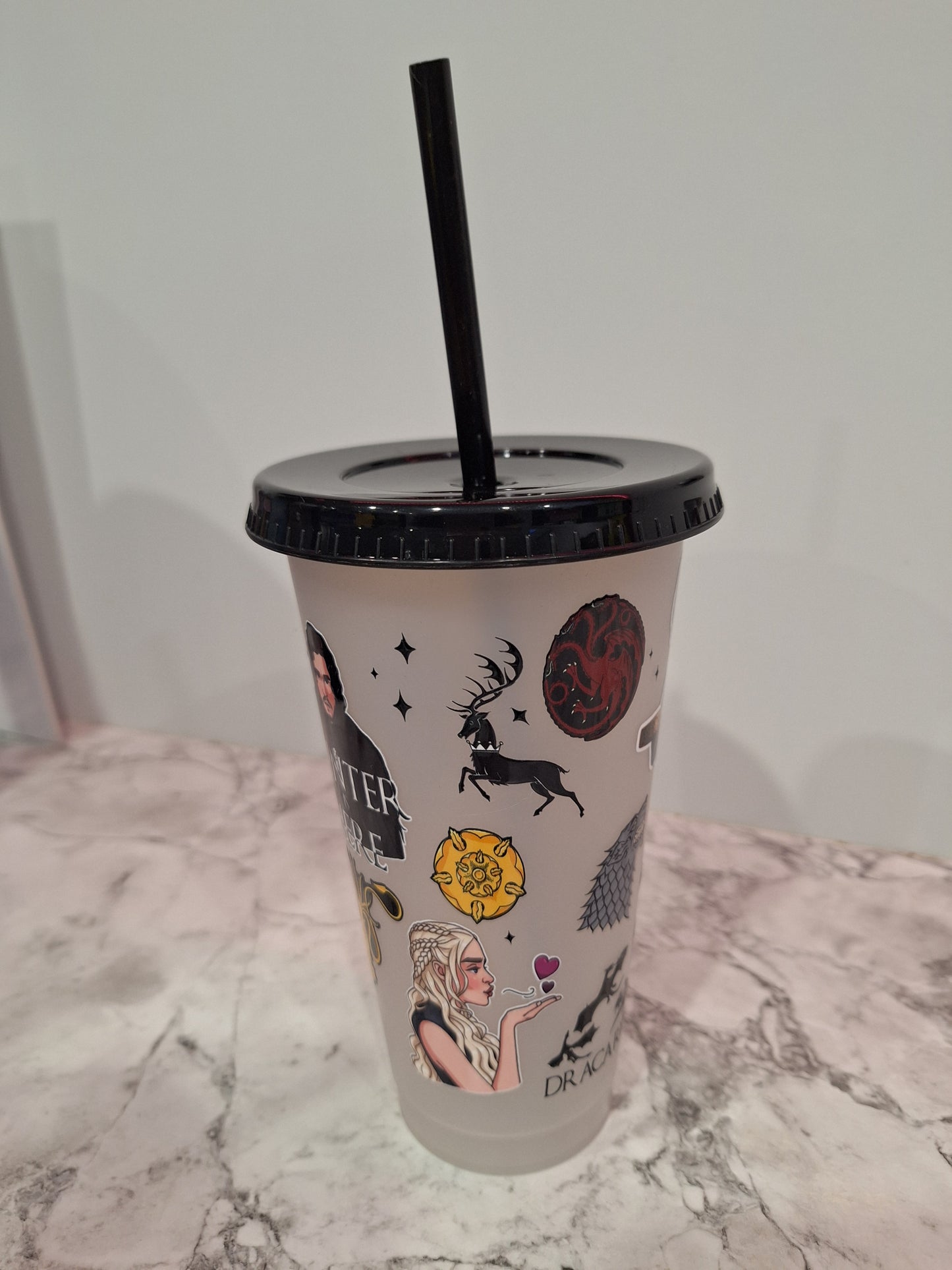 COLOUR CHANGING REUSABLE BPA FREE L CUP (24oz) WITH LID AND STRAW + SUBLIMATION WRAP