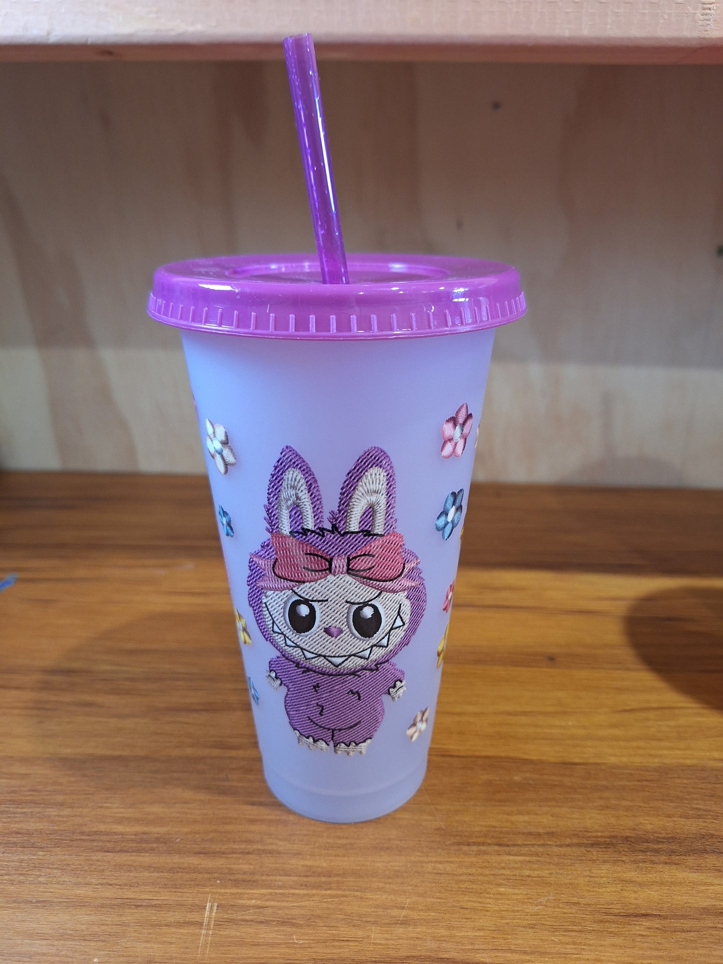 COLOUR CHANGING REUSABLE BPA FREE L CUP (24oz) WITH LID AND STRAW + SUBLIMATION WRAP