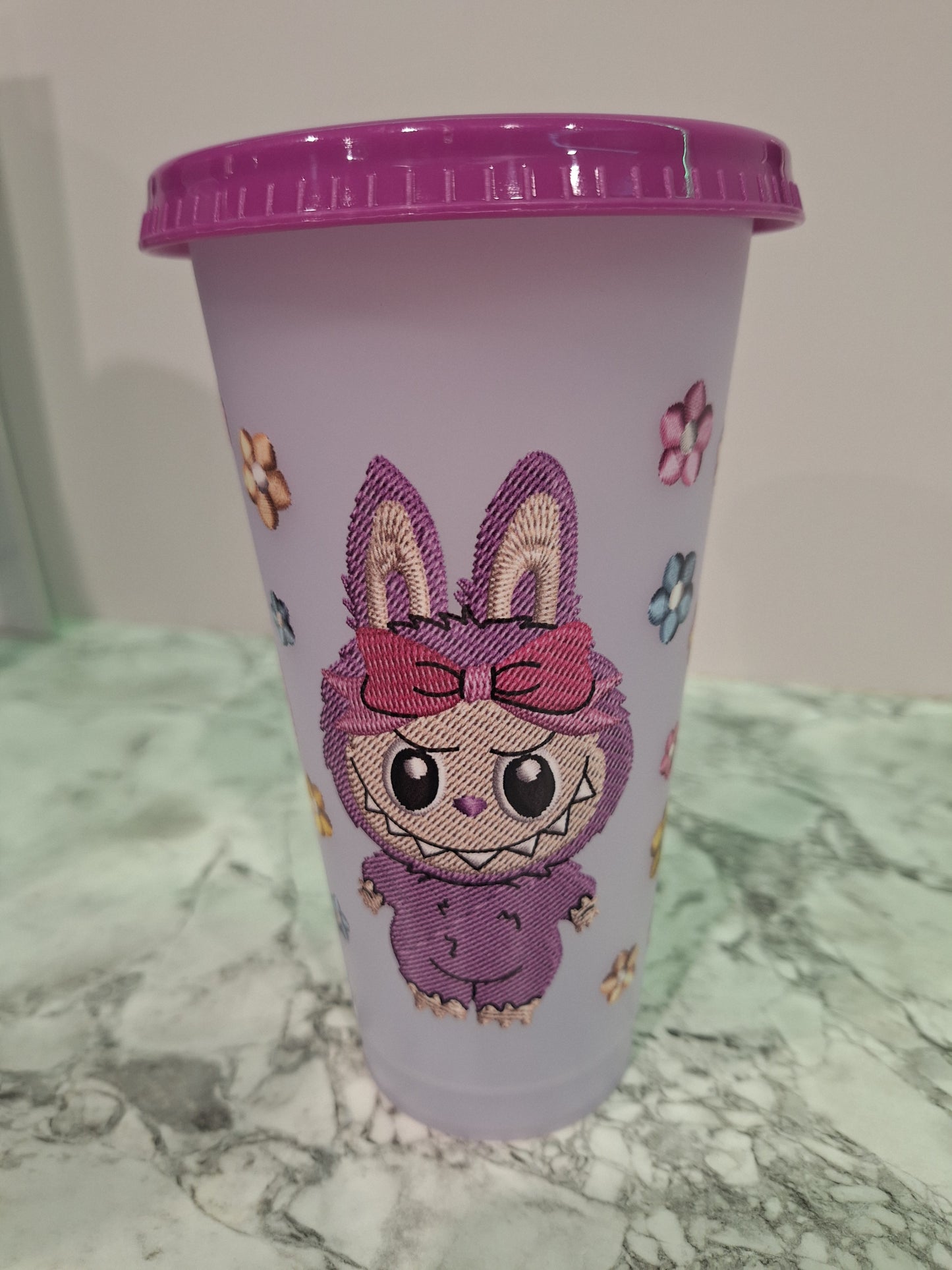 COLOUR CHANGING REUSABLE BPA FREE L CUP (24oz) WITH LID AND STRAW + SUBLIMATION WRAP