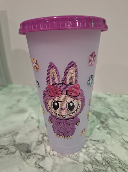 COLOUR CHANGING REUSABLE BPA FREE L CUP (24oz) WITH LID AND STRAW + SUBLIMATION WRAP