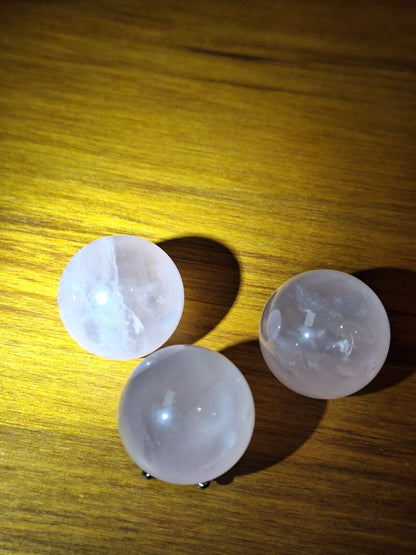 ROSE QUARTZ SPHERES WITH STARS