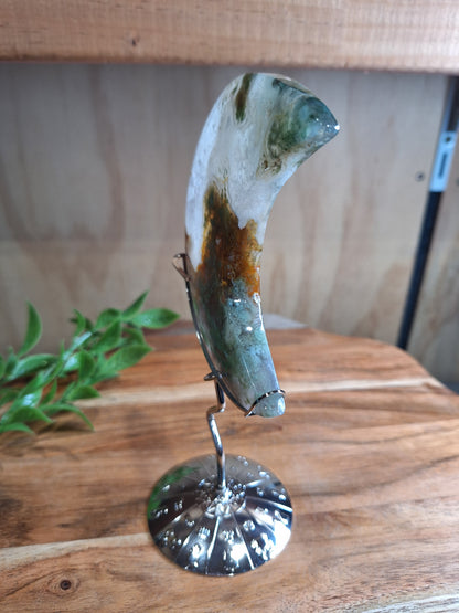MOSS AGATE MOON INCLUDING STAND