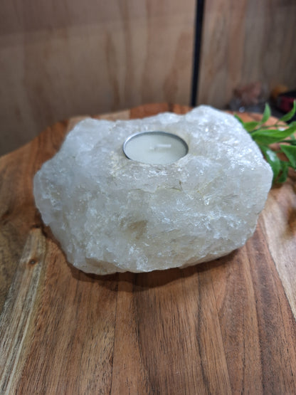 CLEAR QUARTZ RAW WITH CANDLE HOLDER 1493GRAMS!!!!!