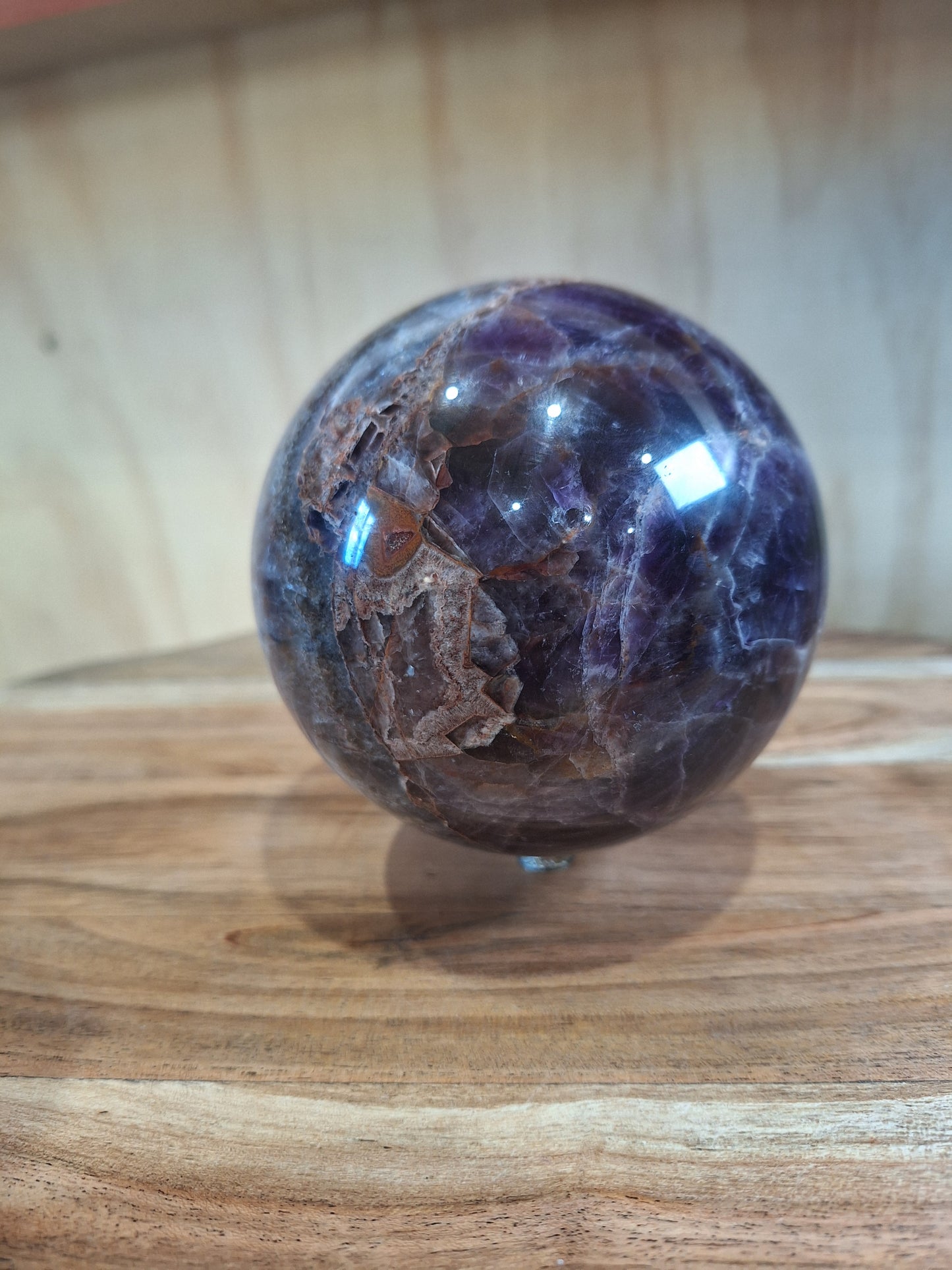AMETHYST WITH MEXICAN AGATE SPHERE A huge beautiful 1.305 kg!!!