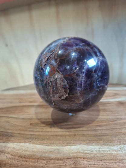 AMETHYST WITH MEXICAN AGATE SPHERE A huge beautiful 1.305 kg!!!