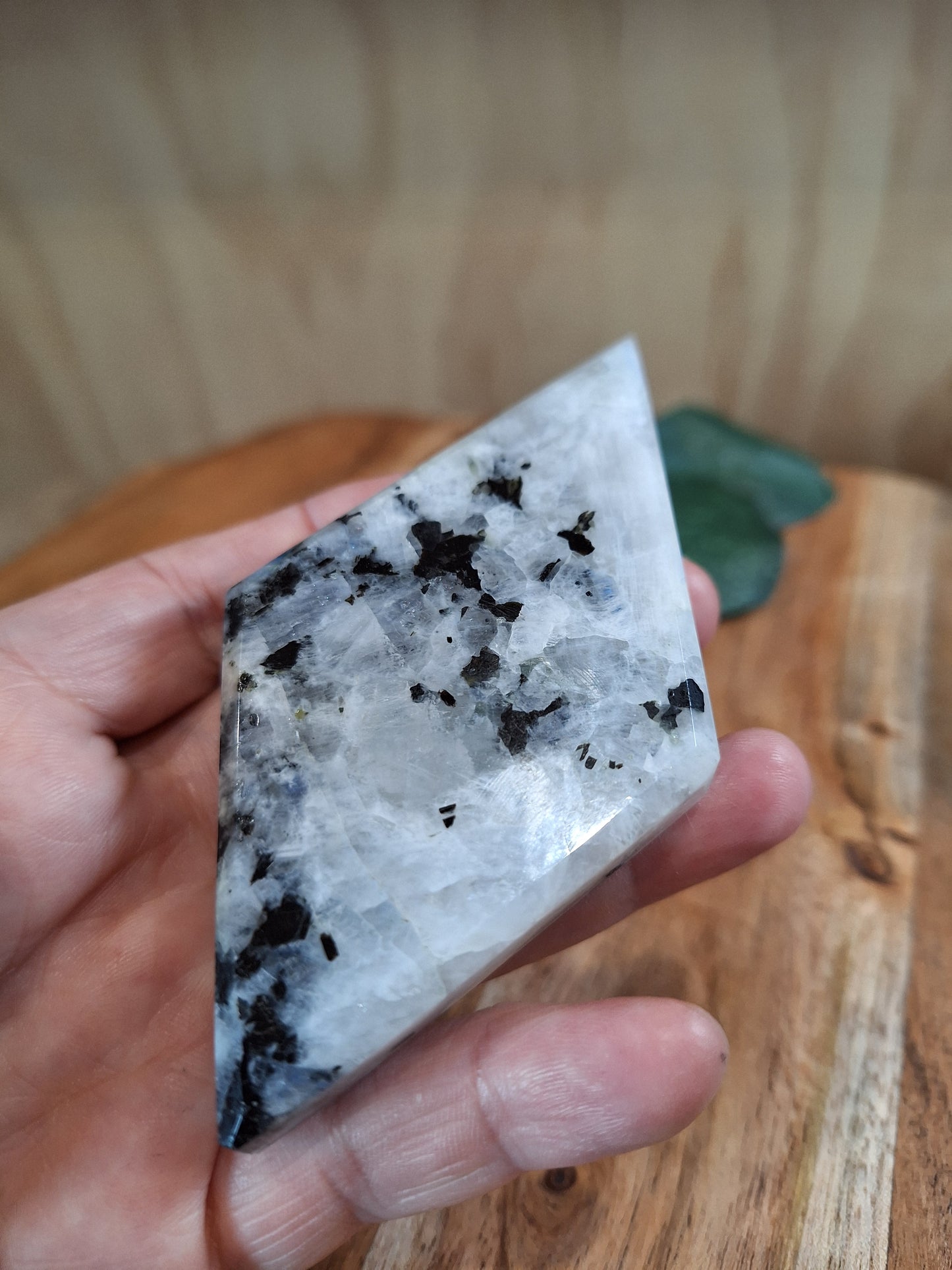 RAINBOW MOONSTONE DIAMOND ON ASTROLOGY STAND