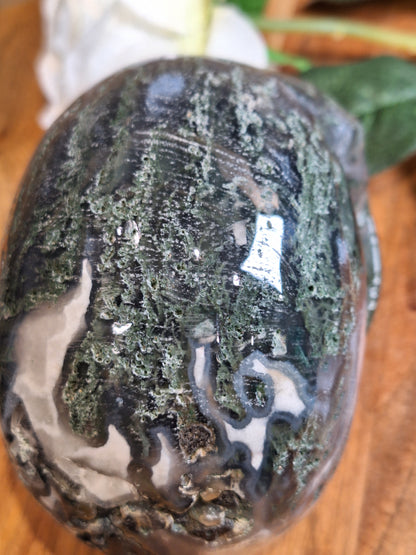 MOSS AGATE SKULL (OVER 1 kg!!!)