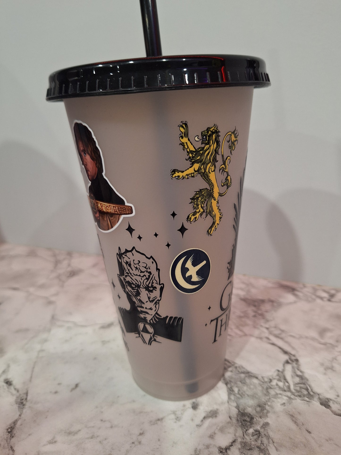 COLOUR CHANGING REUSABLE BPA FREE L CUP (24oz) WITH LID AND STRAW + SUBLIMATION WRAP